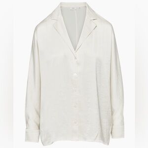 Aritzia Wilfred cream satin Freeform button down shirt blouse